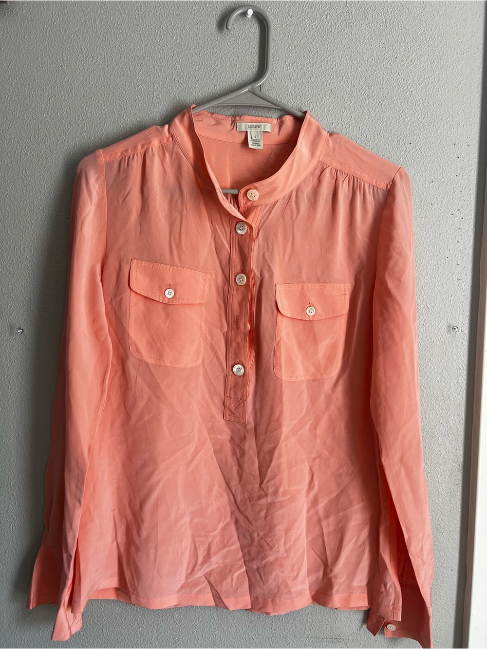 J. Crew Peach Button-Front Utility Blouse